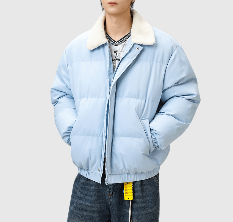 日系基礎雙側袋 絨毛粒領口夾棉長袖外套 [SBO-1497]