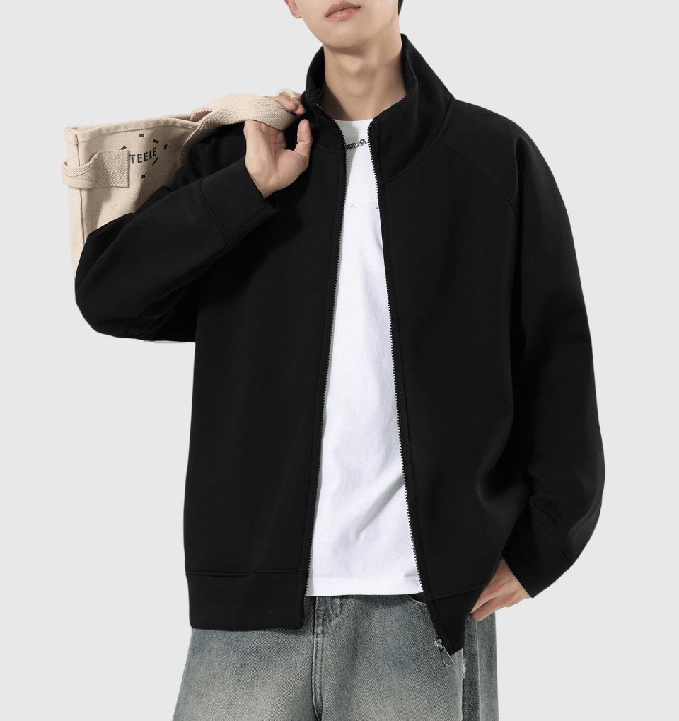 日系基礎立體縫紉 重磅半領長袖衛衣外套 [SBO-1500] 