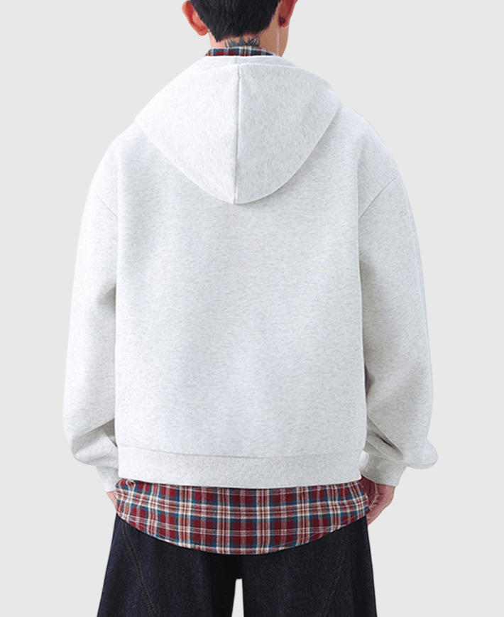 假兩件式格仔恤衫拼接 重磅連帽衛衣 [CBH-1023]