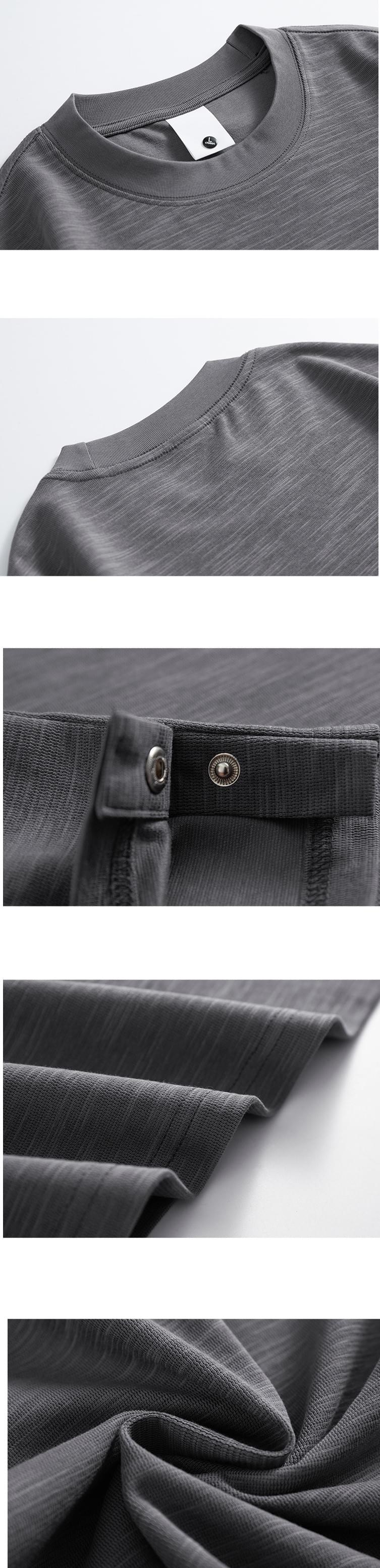 日系基礎鈕扣末端分叉設計 天竺棉短袖 T-Shirt [SBT-1520]