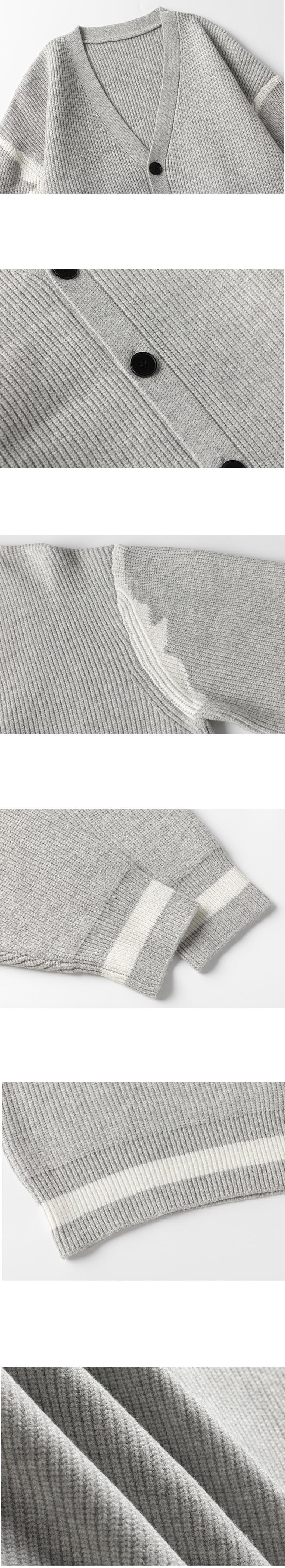 日系不規則線條色織撞色 開胸針織紋理外套 [SBO-1283]