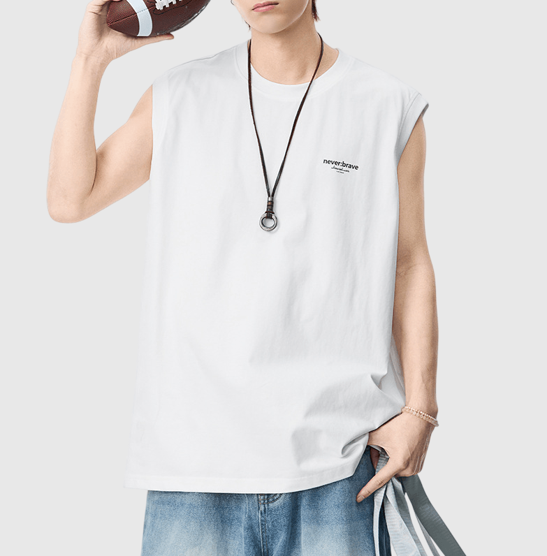 日系文青色系細文字圖案印燙 無袖背心 T-Shirt [SBT-1533]