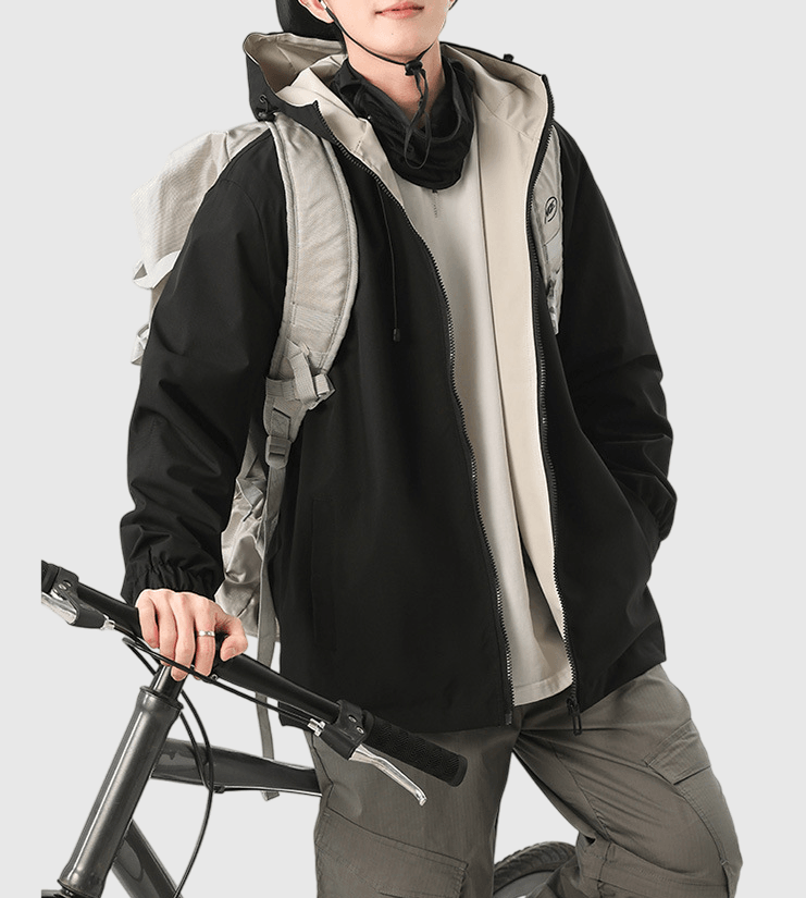 內層撞色設計 長袖連帽風褸外套 [CBJ-1072]