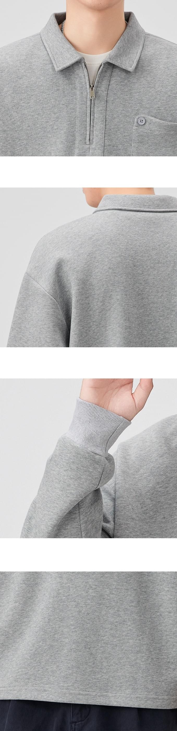 日系基礎不規則鈕扣前袋設計 長袖 T-Shirt [SBT-1465]