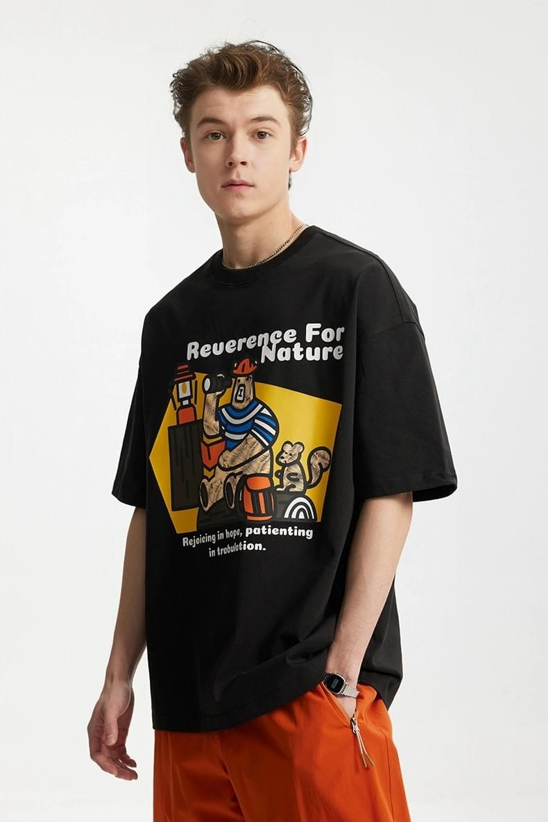 卡通露营熊啤啤 純棉短袖 T-Shirt [CBT-1242]