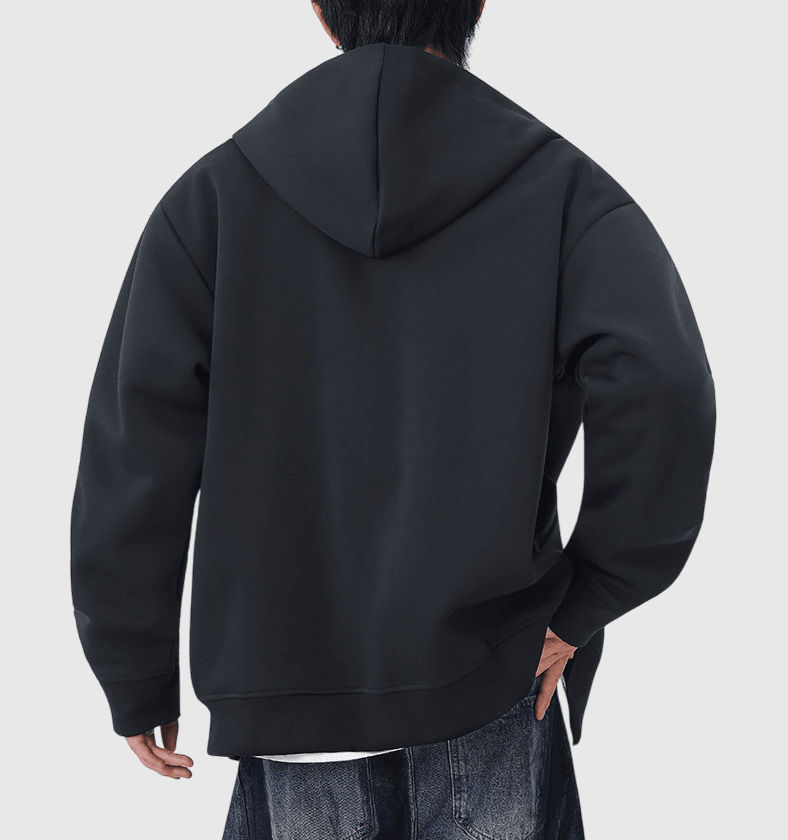 復古內層格仔紋理拼接 連帽拉鍊長袖衛衣外套 [SBO-1426]