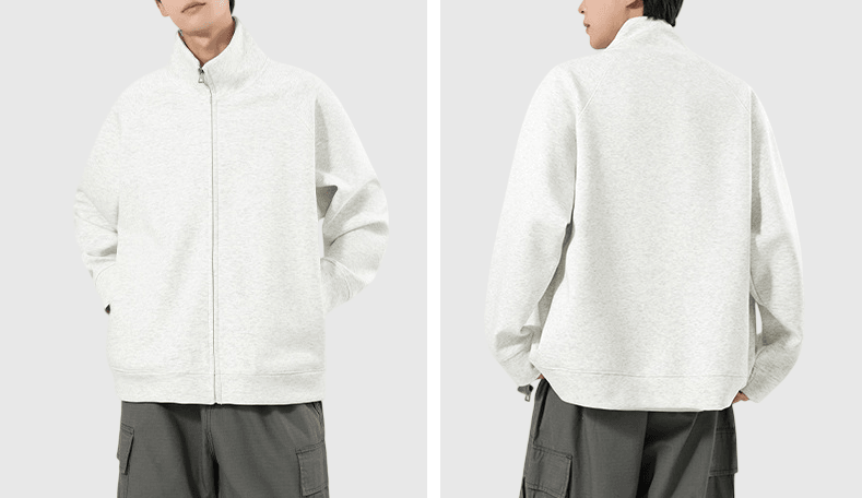 日系基礎立體縫紉 重磅半領長袖衛衣外套 [SBO-1500] 