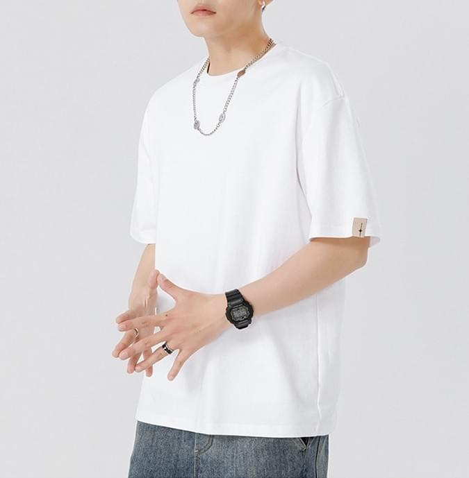 復古手袖標籤縫紉 短袖 T-Shirt [SBT-1421]