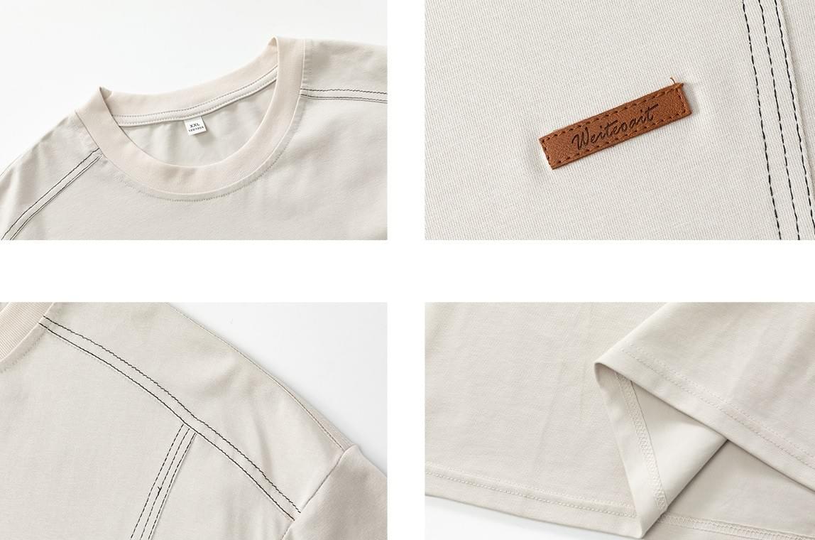 立體分割撞色縫線設計 純棉短袖 T-Shirt [SBT-1478]