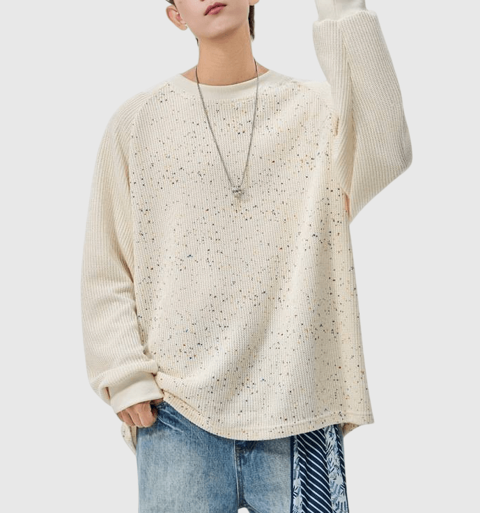 日系彩點紗紋理編織 長袖 T-Shirt [SBT-1472]