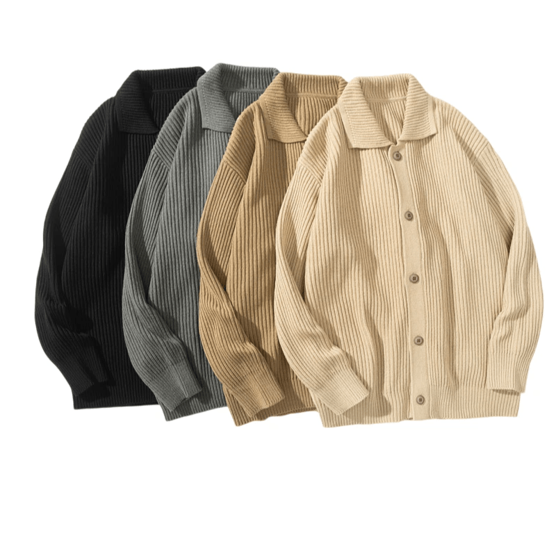 日系基礎垂直紋理 重磅針織長袖外套 [SBO-1501]