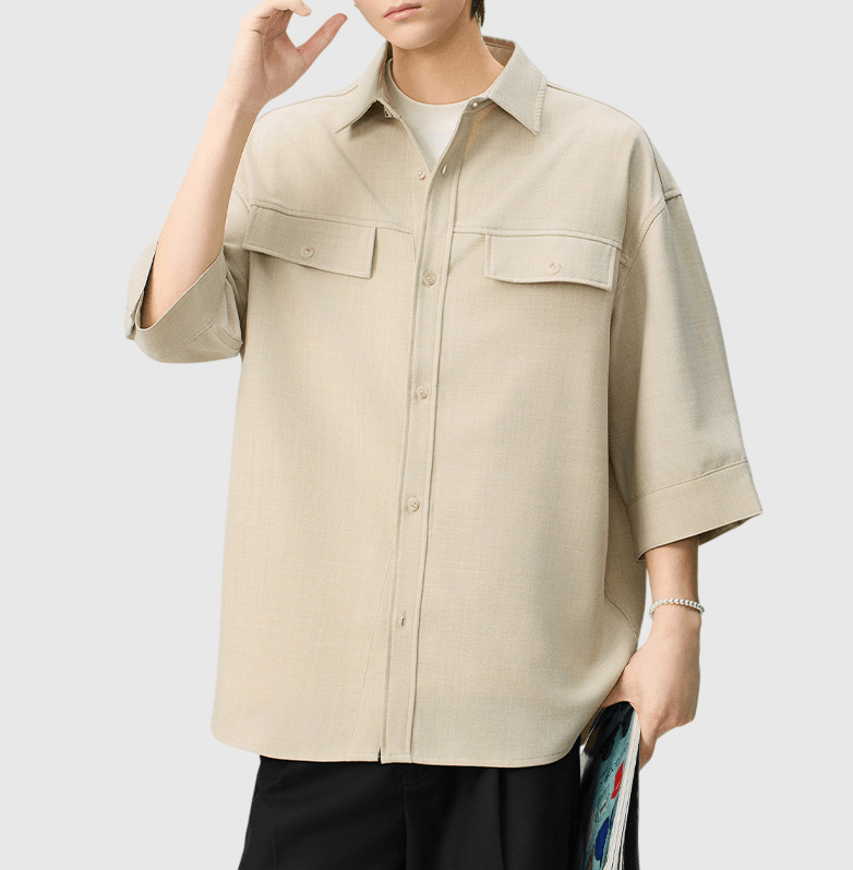 日系雙設計前袋工裝 透氣半袖恤衫 [SBS-1399]