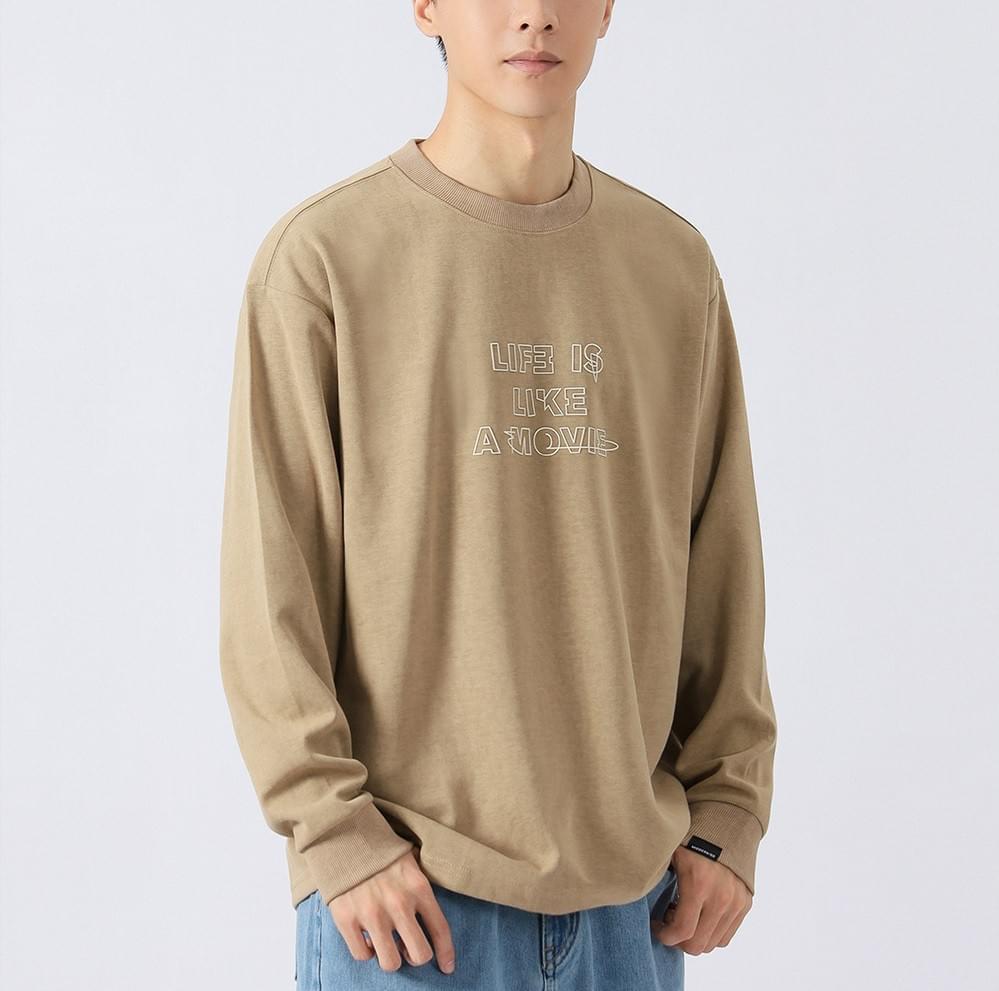 復古中身立體文字印燙 紮染長袖 T-Shirt [CBT-1227]