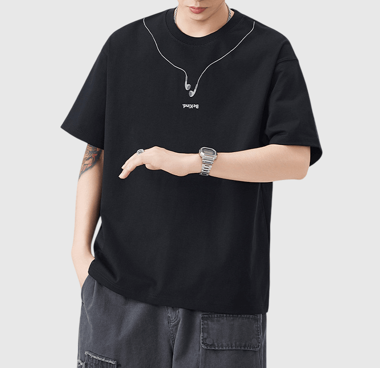 日系耳機圖案印燙工藝設計 純棉短袖 T-Shirt [SBT-1549]