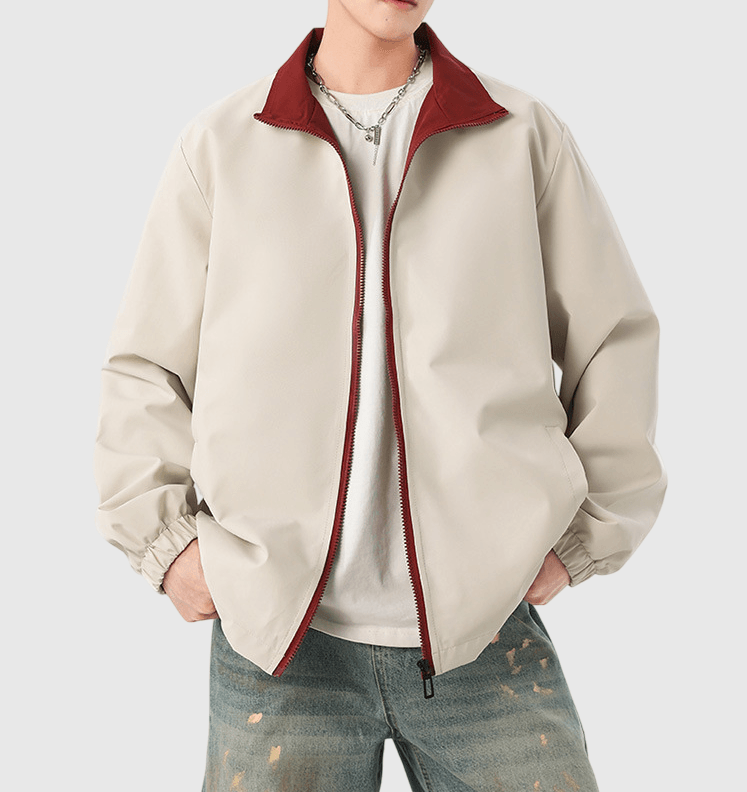 內層撞色設計 長袖風褸外套 [CBJ-1071]