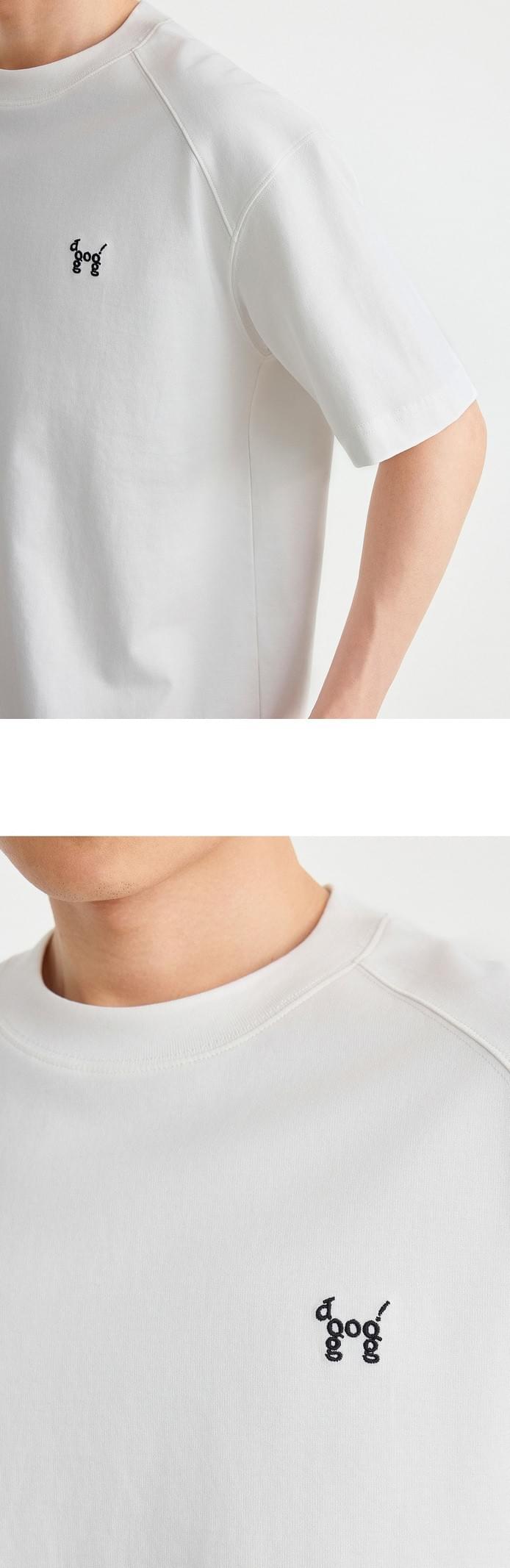 狗仔撞色文字圖案刺繡設計 短袖 T-Shirt [CBT-1575]