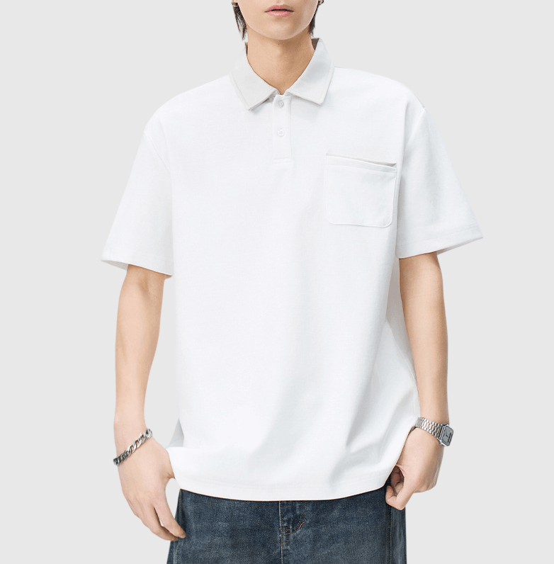 日系領口前袋撞色設計 短袖 POLO T-Shirt [SBT-1540]