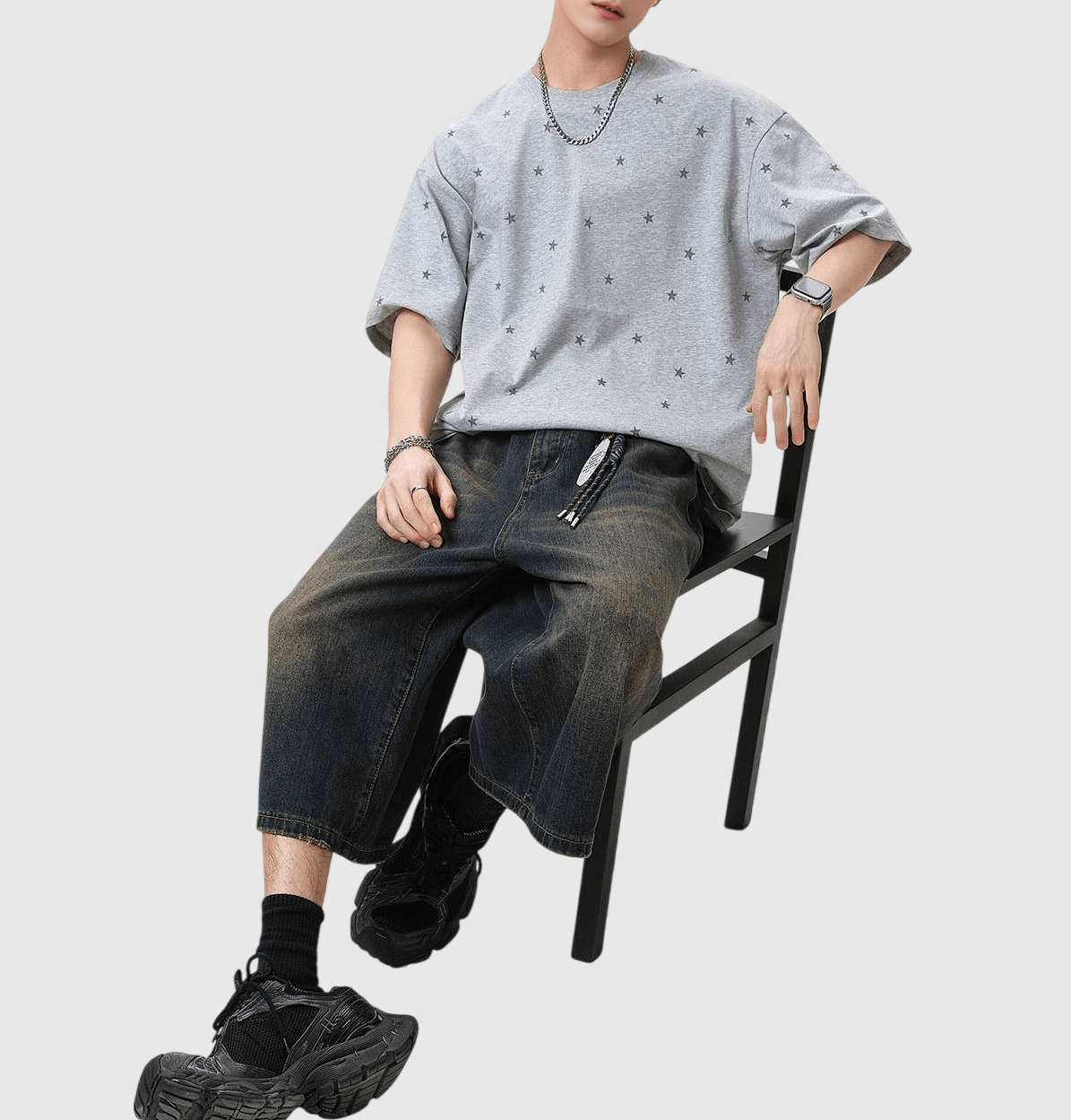復古滿天星圖案印燙設計 純棉短袖 T-Shirt [SBT-1550]
