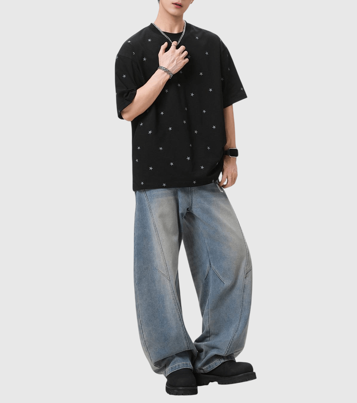 復古滿天星圖案印燙設計 純棉短袖 T-Shirt [SBT-1550]
