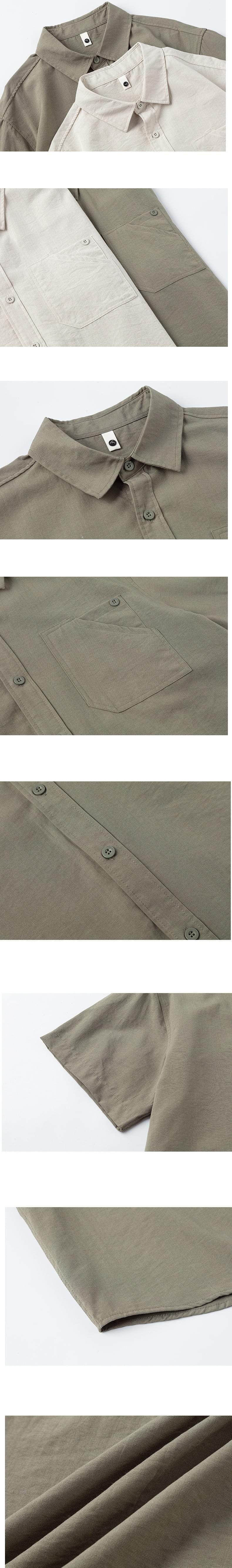 復古基礎層次前袋重疊縫線設計 透氣短袖恤衫 [SBS-1397]