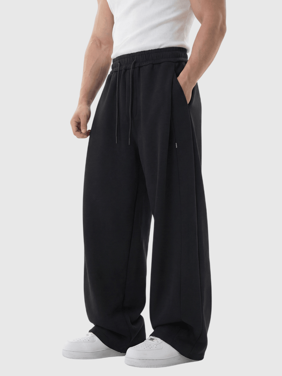 日系立體層次分割折疊 闊腳棉衛長褲 [SBP-1198]