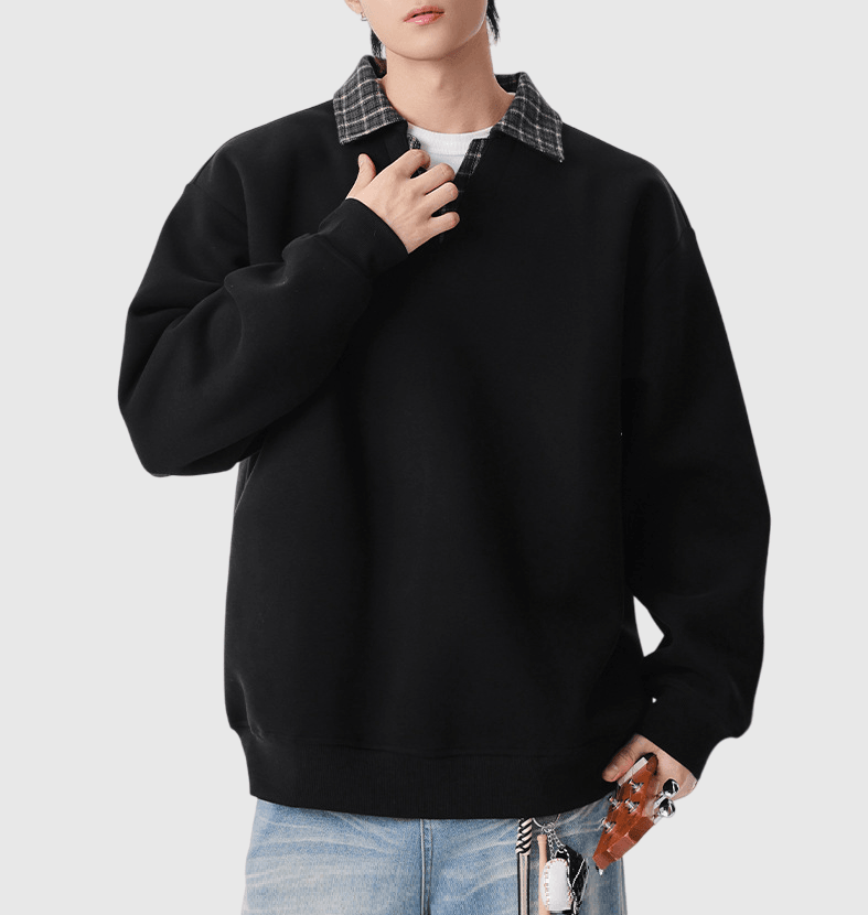 日系撞色恤衫領口拼接設計 長袖恤衫衛衣 [SBH-1340]