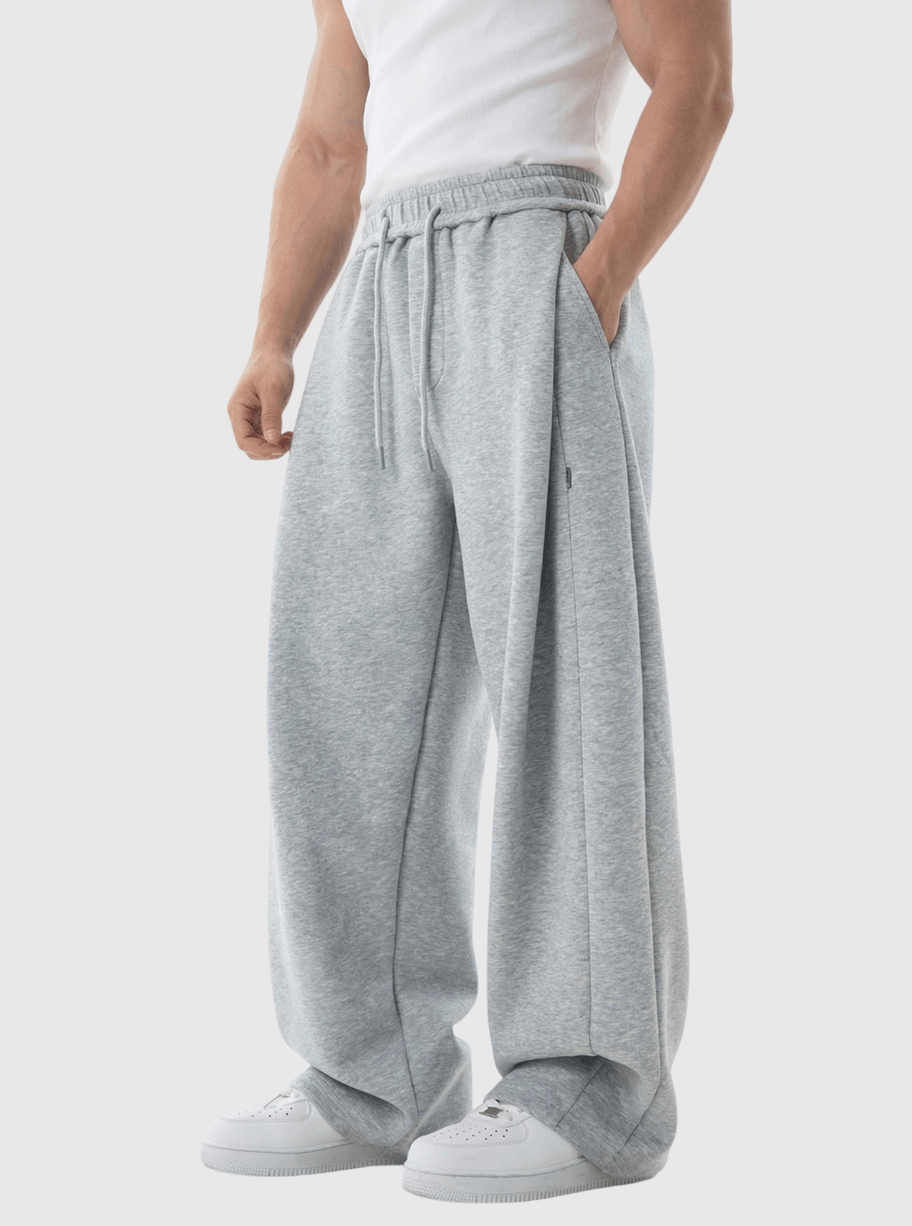 日系立體層次分割折疊 闊腳棉衛長褲 [SBP-1198]