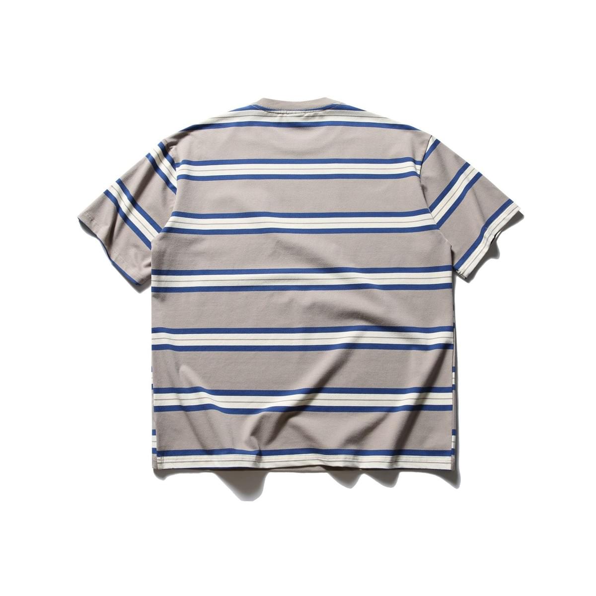 復古色系撞色條紋細啤酒刺繡 短袖 T-Shirt [SBT-1448]