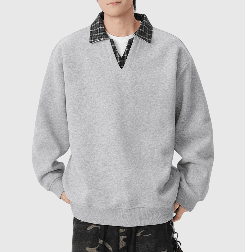 日系撞色恤衫領口拼接設計 長袖恤衫衛衣 [SBH-1340]