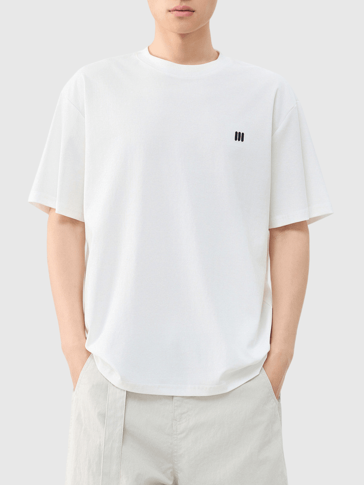 簡約垂直符號刺繡設計 短袖 T-Shirt [CBT-1306]