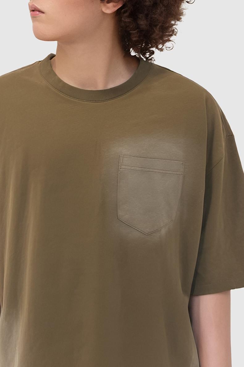 復古洗水噴色前袋 純棉短袖 T-Shirt [CBT-1113]