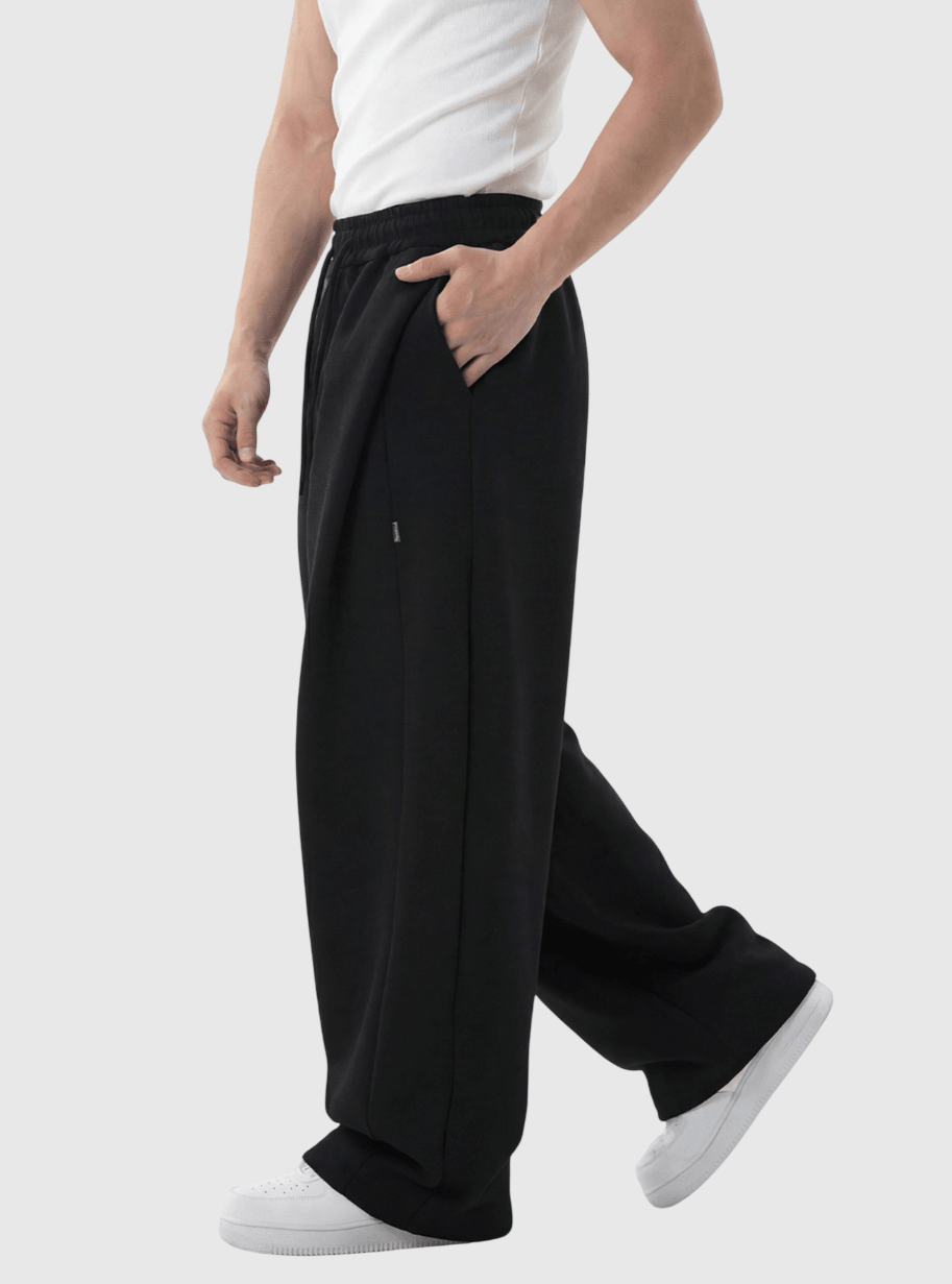 日系立體層次分割折疊 闊腳棉衛長褲 [SBP-1198]