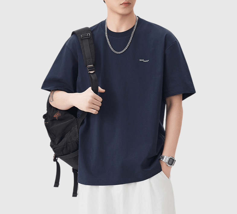 日系撞色細文字印燙設計 短袖 T-Shirt [SBT-1510]