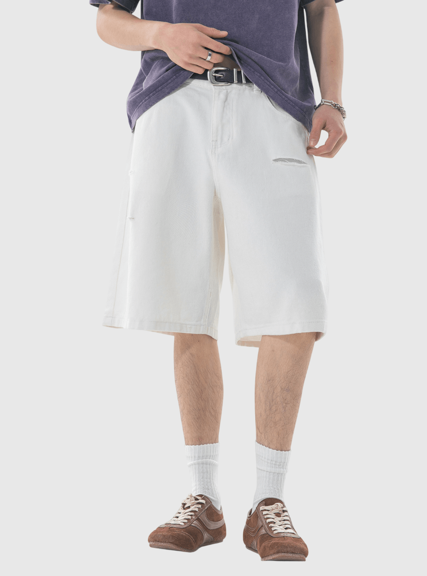 復古刀割破洞工藝設計 牛仔短褲 [SBST-1161]