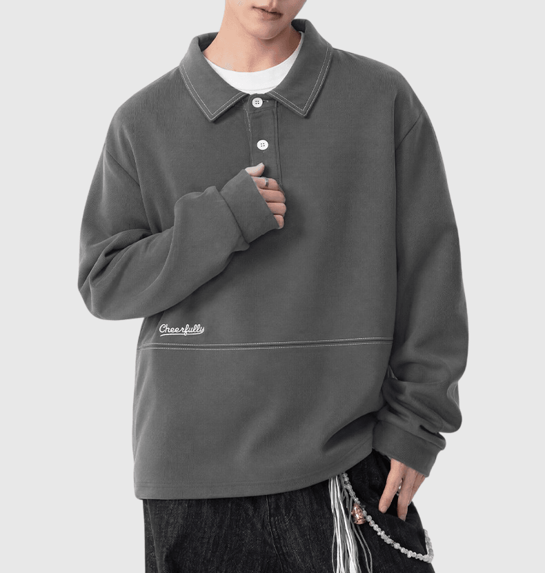 日系前袋明線縫紉 長袖 T-Shirt [SBT-1322]