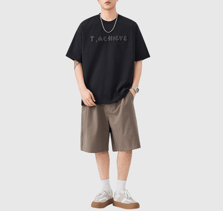 日系毛巾編織文字刺繡 純棉短袖 T-Shirt [SBT-1557]