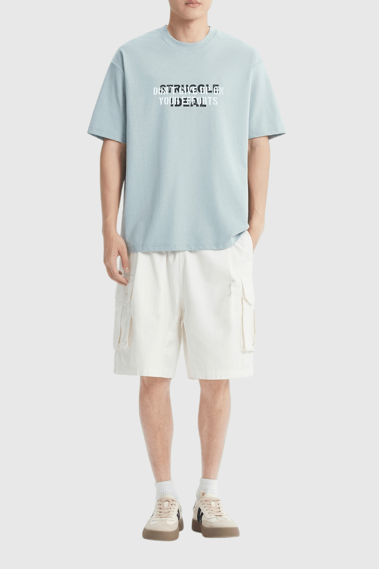 雙層次撞色文字印燙設計 短袖 T-Shirt [CBT-1578]