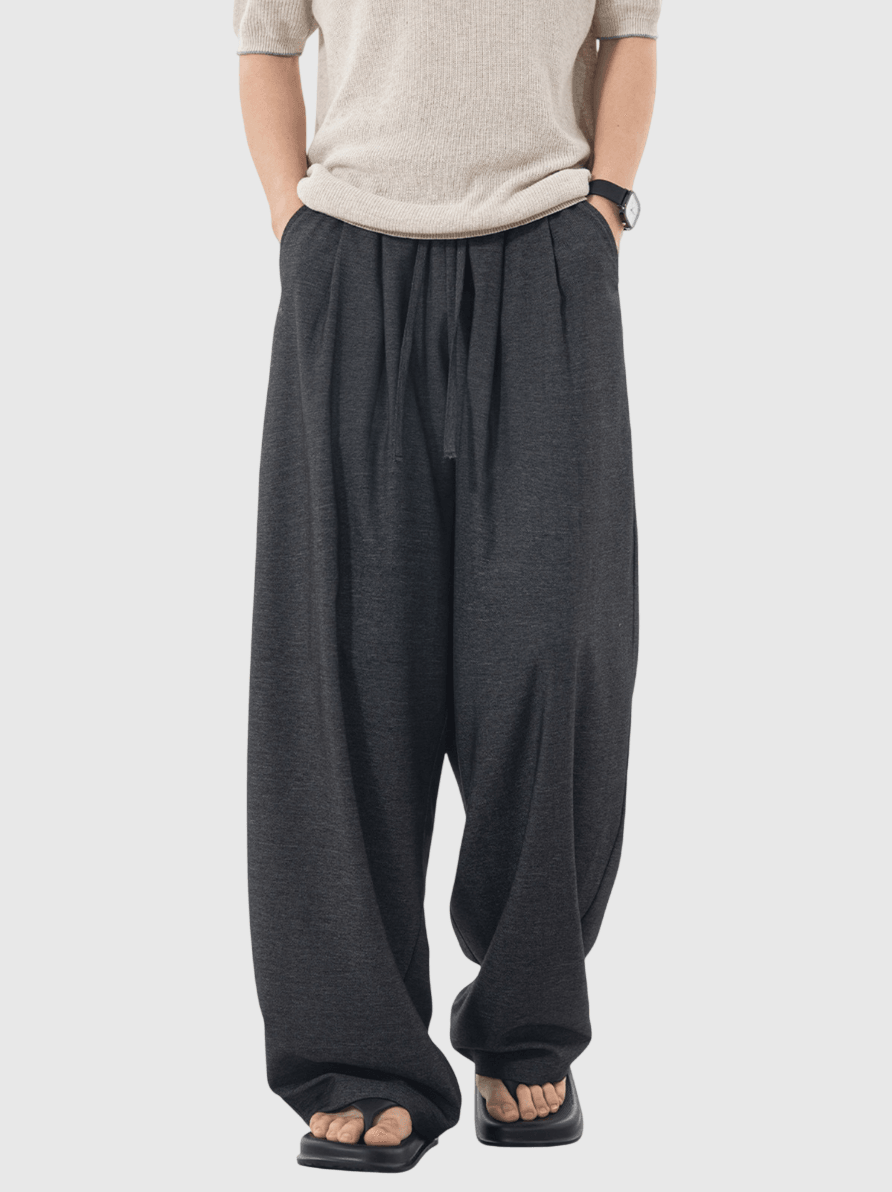 日系基礎混色編織輕便透氣 闊腿直筒垂感長褲 [SBP-1192]