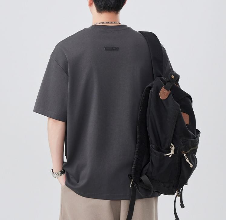 復古電單車細圖案刺繡 純棉短袖 T-Shirt [SBT-1430]