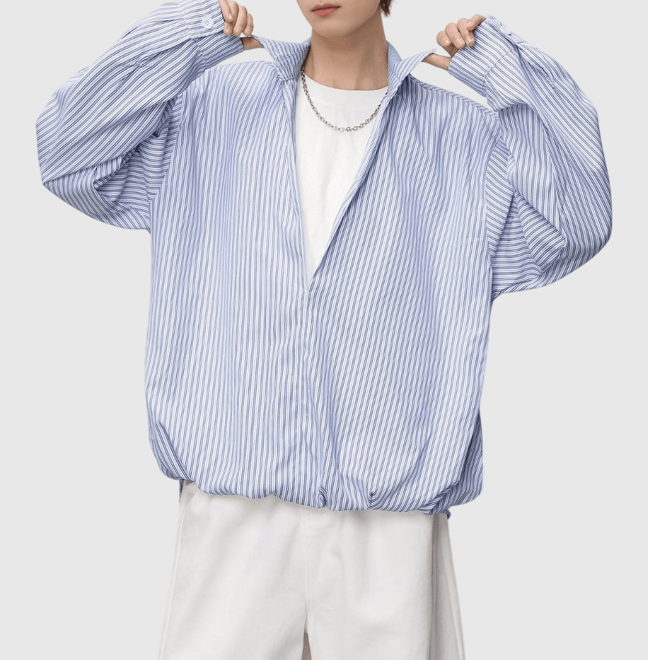 日系假兩件式 深 V 領透氣長袖恤衫 [SBS-1373]