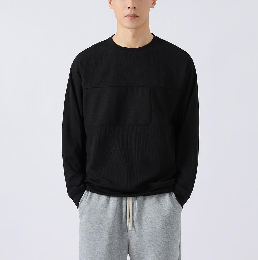 日系肌理紋理拼接 長袖 T-Shirt [CBT-1117]