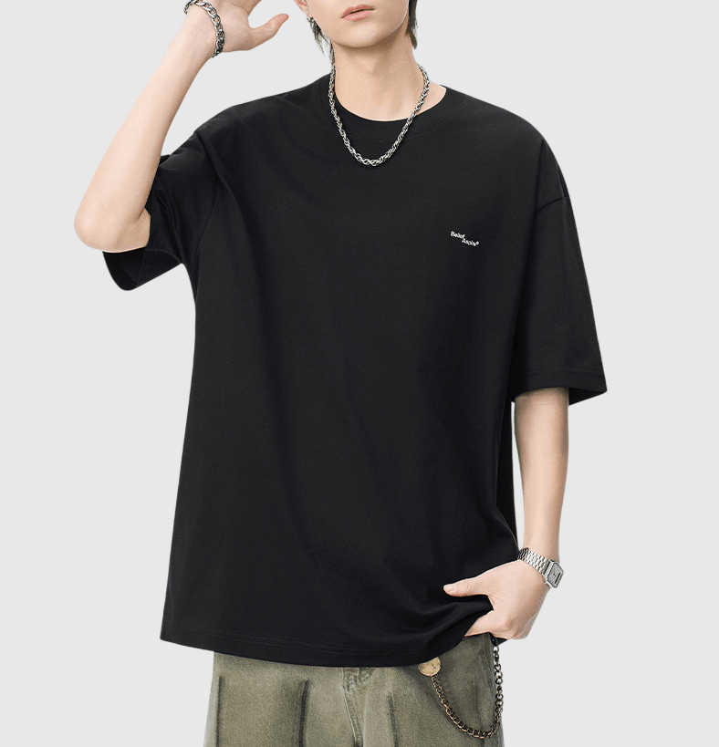 日系撞色細文字印燙設計 短袖 T-Shirt [SBT-1510]