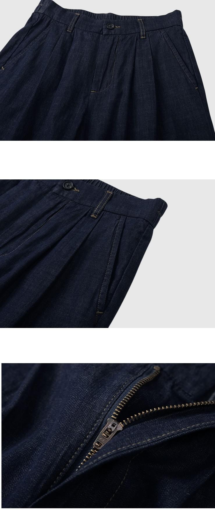 日系褲腳格紋縫紉設計 牛仔短褲 [SBST-1164]