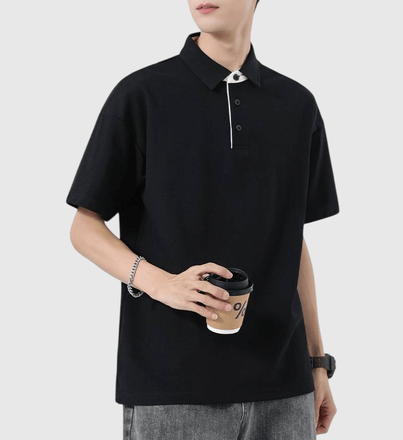 日系領口小撞色設計 短袖 POLO T-Shirt [SBT-1489]