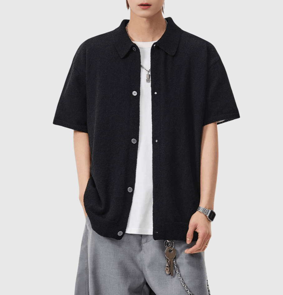 復古肌理圈紗編織紋理 垂感短袖恤衫 [SBS-1388]