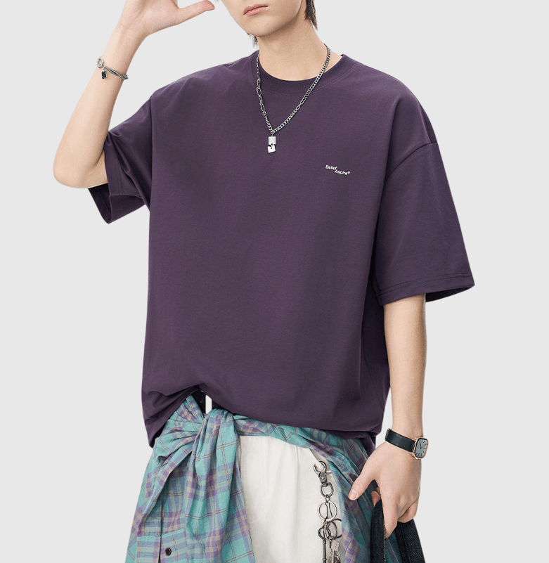 日系撞色細文字印燙設計 短袖 T-Shirt [SBT-1510]