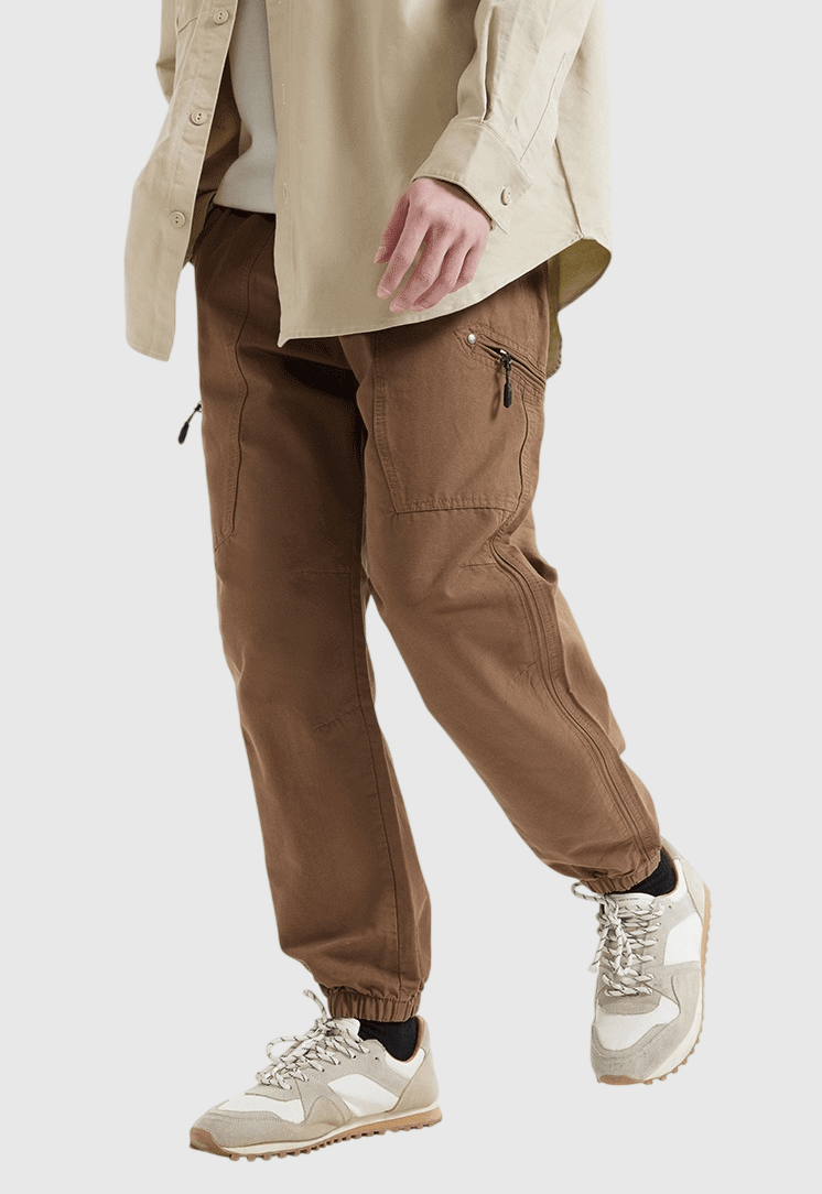 日系側拉鍊工裝 純棉微鬆束腳長褲 [SBP-1197]