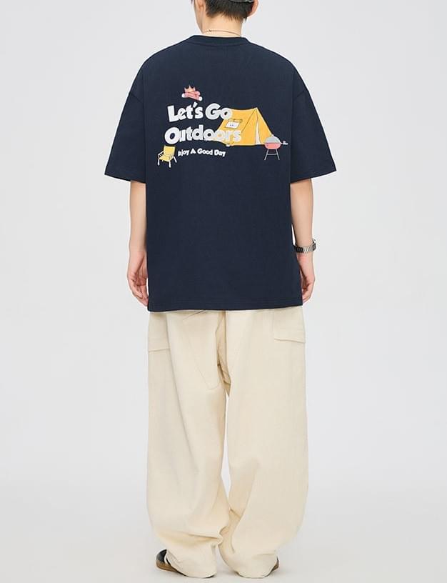 山系戶外露營圖案印燙 純棉短袖 T-Shirt [SBT-1362]