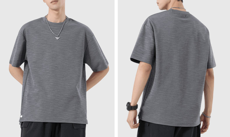 日系基礎鈕扣末端分叉設計 天竺棉短袖 T-Shirt [SBT-1520]