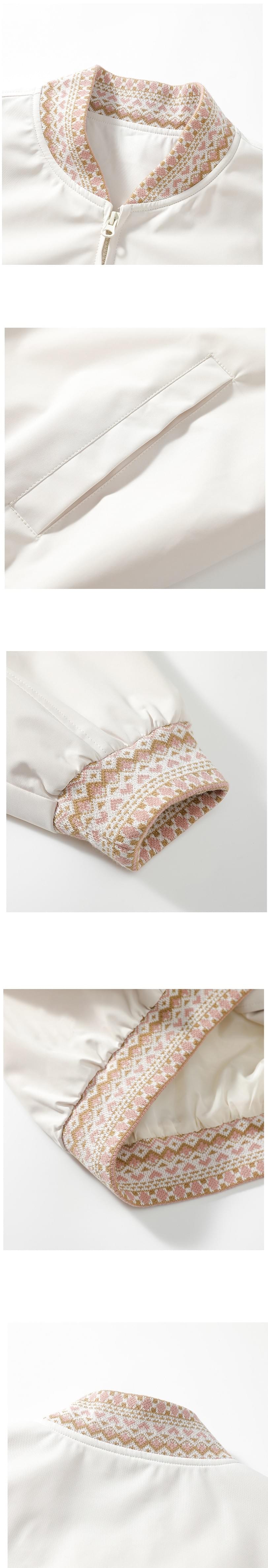 復古領口民族風圖案紋理 棒球外套 [SBO-1450]